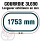Courroie Trapézoïdale 3L690 Renforcée Kevlar. 9.5mm x 1753mm