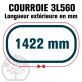 Courroie Trapézoïdale 3L560 Renforcée Kevlar. 9.5mm x 1422mm