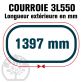 Courroie Trapézoïdale 3L550 Renforcée Kevlar. 9.5mm x 1397mm