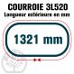 Courroie Trapézoïdale 3L520 Renforcée Kevlar. 9.5mm x 1321mm