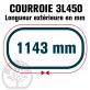 Courroie Trapézoïdale 3L450 Renforcée Kevlar. 9.5mm x 1143mm