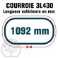 Courroie Trapézoïdale 3L430 Renforcée Kevlar. 9.5mm x 1092mm
