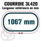 Courroie Trapézoïdale 3L420 Renforcée Kevlar. 9.5mm x 1067mm