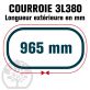 Courroie Trapézoïdale 3L380 Renforcée Kevlar. 9.5mm x 965mm