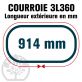 Courroie Trapézoïdale 3L360 Renforcée Kevlar. 9.5mm x 914mm