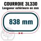 Courroie Trapézoïdale 3L330 Renforcée Kevlar. 9.5mm x 838mm