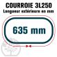 Courroie Trapézoïdale 3L250 Renforcée Kevlar. 9.5mm x 635mm