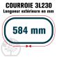 Courroie Trapézoïdale 3L230 Renforcée Kevlar. 9.5mm x 584mm