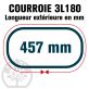 Courroie Trapézoïdale 3L180 Renforcée Kevlar. 9.5mm x 457mm