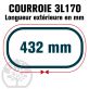 Courroie Trapézoïdale 3L170 Renforcée Kevlar. 9.5mm x 432mm