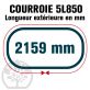 Courroie Trapézoïdale 5L850 Renforcée Kevlar. 15.8mm x 2159mm