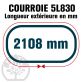 Courroie Trapézoïdale 5L830 Renforcée Kevlar. 15.8mm x 2108mm