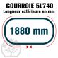 Courroie Trapézoïdale 5L740 Renforcée Kevlar. 15.8mm x 1880mm