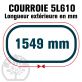 Courroie Trapézoïdale 5L610 Renforcée Kevlar. 15.8mm x 1549mm