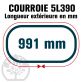 Courroie Trapézoïdale 5L390 Renforcée Kevlar. 15.8mm x 991mm