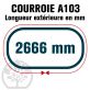 Courroie Trapézoïdale A103 Néoprène. 13mm x 2666mm