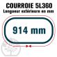 Courroie Trapézoïdale 5L360 Renforcée Kevlar. 15.8mm x 914mm