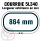 Courroie Trapézoïdale 5L340 Renforcée Kevlar. 15.8mm x 864mm