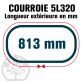 Courroie Trapézoïdale 5L320 Renforcée Kevlar. 15.8mm x 813mm