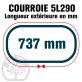 Courroie Trapézoïdale 5L290 Renforcée Kevlar. 15.8mm x 737mm