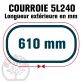 Courroie Trapézoïdale 5L240 Renforcée Kevlar. 15.8mm x 610mm