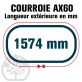 Courroie Trapézoïdale Crantée AX60 Néoprène. 13mm x 1574mm