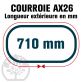 Courroie Trapézoïdale Crantée AX26 Néoprène. 13mm x 710mm