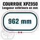 Courroie Trapézoïdale Crantée XPZ950. 9,7mm x 962mm ext.