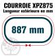 Courroie Trapézoïdale Crantée XPZ875. 9,7mm x 887mm ext.