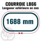 Courroie Mitsuboshi LB66 Renforcée.  16.5mm x 1688mm