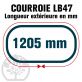 Courroie Mitsuboshi LB47 Renforcée.  16.5mm x 1205mm