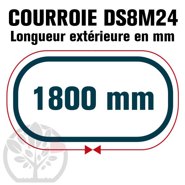Pièce neuve Courroie tondeuse Double denture 1800DS8M16-16 mm x 1800 mm 