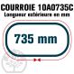 Courroie Trapézoïdale Crantée 10A0735C. 10mm x 735mm