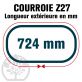 Courroie Trapézoïdale Z27 Néoprène. 10mm x 724mm ext.