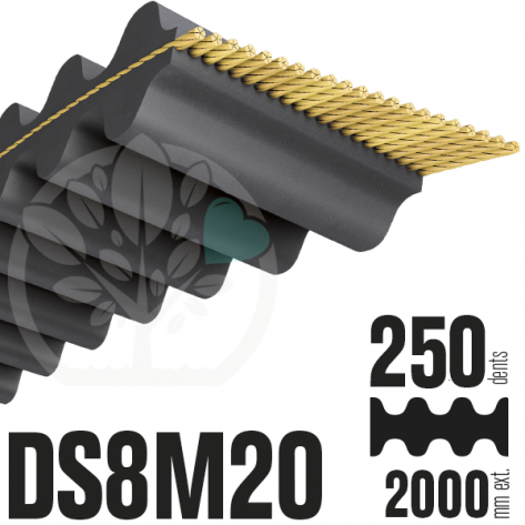 Courroie Double Denture 2000-DS8M20 (250dents) 2000mmx20mm