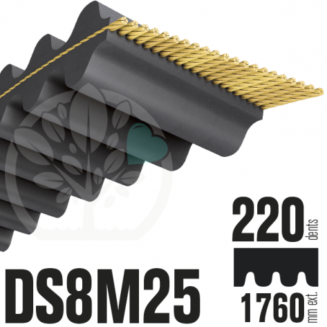 Courroie Double Denture 1760-DS8M25 (220dents) 1760mmx25mm