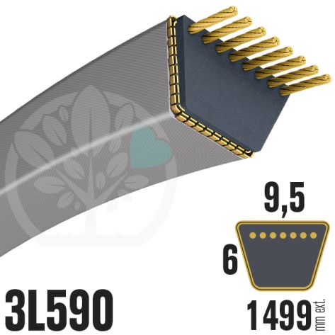 Courroie Trap&eacute;zo&iuml;dale 3L590 Renforc&eacute;e Kevlar. 9.5mm x 1499mm