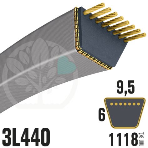 Courroie Trap&eacute;zo&iuml;dale 3L440 Renforc&eacute;e Kevlar. 9.5mm x 1118mm