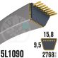 Courroie Trapézoïdale 5L1090 Renforcée Kevlar. 15.8mm x 2768mm
