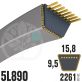 Courroie Trapézoïdale 5L890 Renforcée Kevlar. 15.8mm x 2261mm