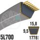 Courroie Trapézoïdale 5L700 Renforcée Kevlar. 15.8mm x 1778mm