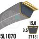Courroie Trapézoïdale 5L1070 Renforcée Kevlar. 15.8mm x 2718mm