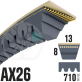 Courroie Trapézoïdale Crantée AX26 Néoprène. 13mm x 710mm