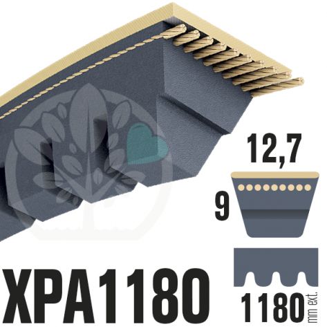 Courroie Trap&eacute;zo&iuml;dale Crant&eacute;e XPA1180. 12,7mm x 1180mm ext.
