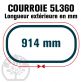 Courroie Trapézoïdale 5L360 Renforcée Kevlar. 15.8mm x 914mm