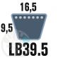 Courroie Mitsuboshi LB39.5 Renforcée.  16.5mm x 1043mm