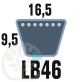 Courroie Mitsuboshi LB46 Renforcée.  16.5mm x 1180mm