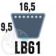 Courroie Mitsuboshi LB61 Renforcée.  16.5mm x 1561mm
