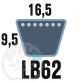 Courroie Mitsuboshi LB62 Renforcée.  16.5mm x 1587mm