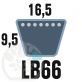 Courroie Mitsuboshi LB66 Renforcée.  16.5mm x 1688mm
